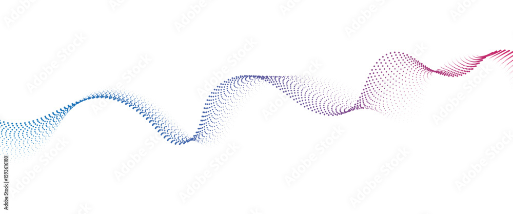 Fototapeta premium Flowing Dot Wave halftone gradient pattern on transparent background 