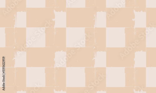Hand Painted Rustic Checkerboard Seamless Pattern with Distressed Texture