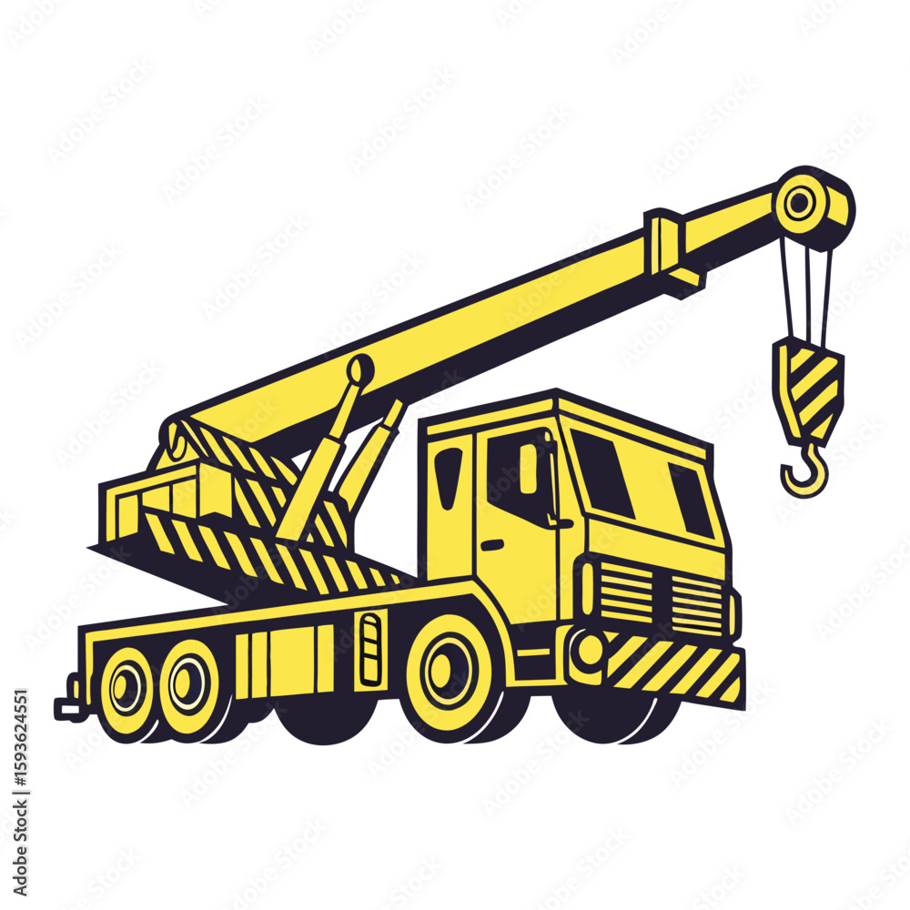 Obraz premium Industrial Mobile Crane Truck Heavy Machinery Vector