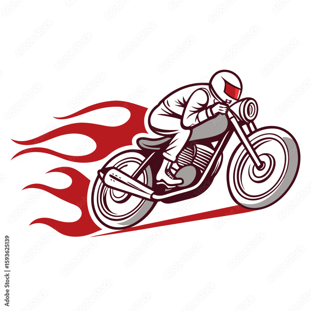 Dynamic Motocross Racer on a Speeding Motorcycle with Trailing Flames