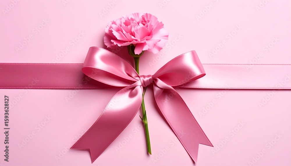 Pink carnation with ribbon Pink carnation with ribbon