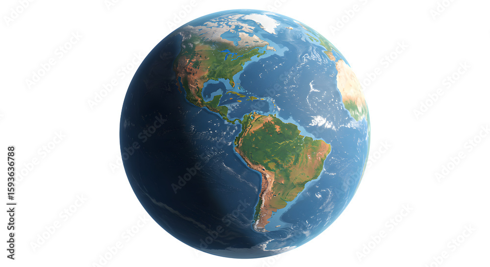 Fototapeta premium Realistic Earth Globe Illustration with Americas View