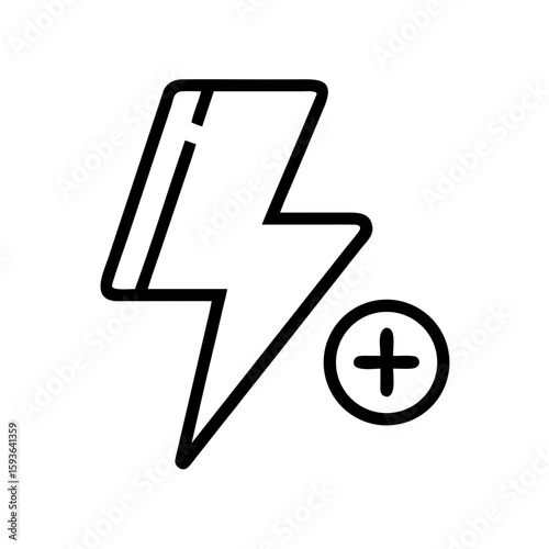 A sleek, graphic icon, a dynamic representation of a flash with a plus sign, symbolizing the ability to illuminate and to enhance with energy. 