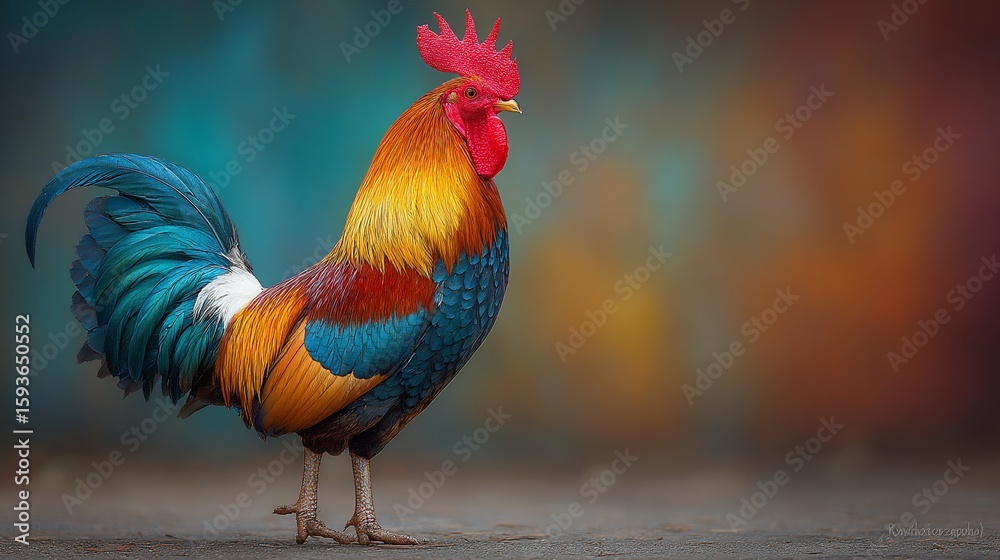 Fototapeta premium Rooster in vibrant colors (1)