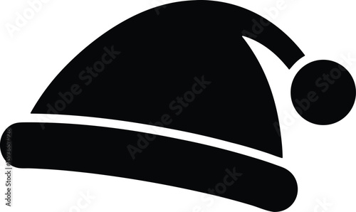 plush trim santa cap vector icon.
