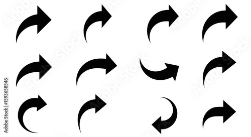 A collection of black, curved arrows pointing in various directions, illustrating movement and direction.