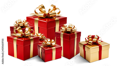red and gold gift boxes, christmas presents