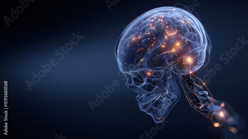 Brain Activity: A luminous depiction of the human brain, illuminated with neural pathways and cognitive activity, hinting at the marvels of human thought.