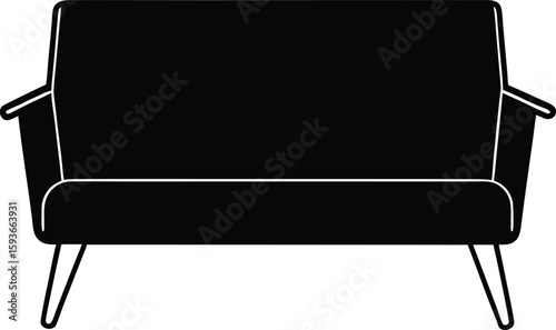 black armchair isolated on white background