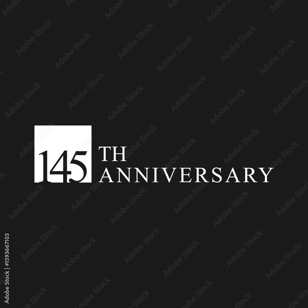 Obraz premium anniversary logo design, 145th anniversary, symbol, icon, party, logo design for 145th anniversary, vector, success, illustration, birthday, symbol, background, year, congratulations, greeting