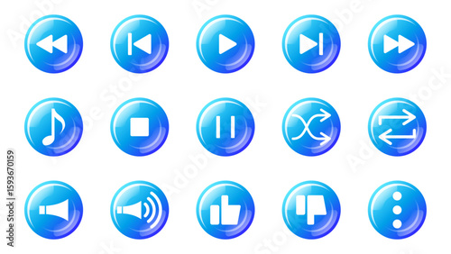 丸いボタンの音楽アイコンセット_01