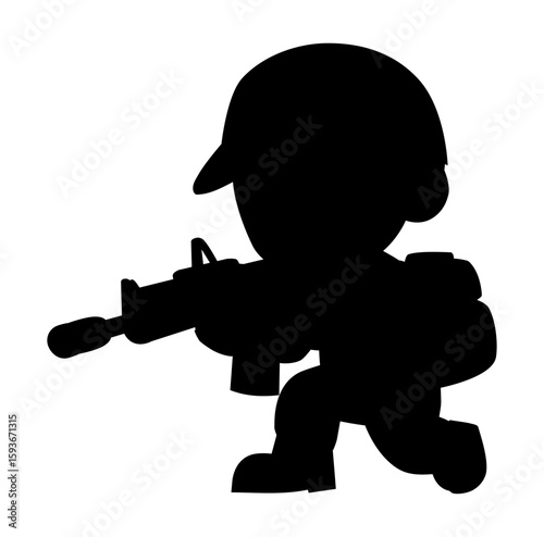 Cartoon Shadow Man Chibi Army Simple Design Icon Digital 