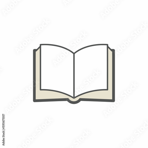 An open book with blank pages, depicted in a simple, outlined illustration style against a white background.