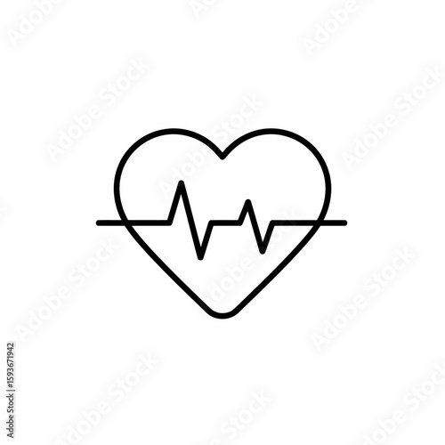 A minimalist line art illustration of a heart shape with an electrocardiogram (ECG) tracing running through it, isolated on a white background.