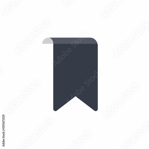 Isolated dark blue bookmark icon with a curled top corner on a white background.