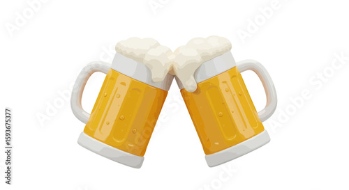 Cheers to Celebration: Two Beer Mugs Clinking in a Festive Toast Illustration