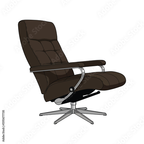 Modern Brown Leather Recliner Chair with Metal Base Comfortable Seating for Living Room or Office