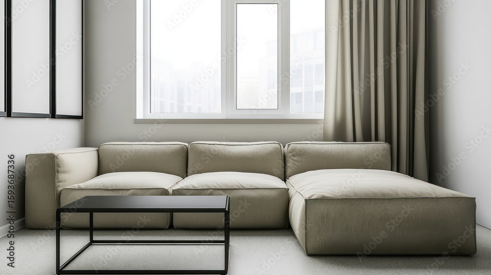 Fototapeta premium Modern living room with neutral tones (1)