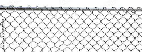 Chain link fence isolated transparent background, showcasing its metallic structure and design. This versatile fencing option is commonly used for security and boundary purposes, providing