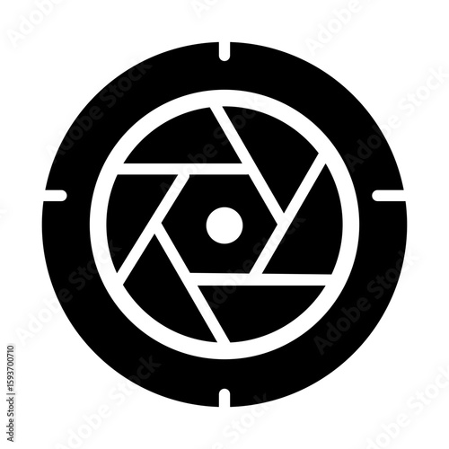 black and white camera lens icon vector