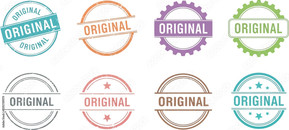 Obraz premium Collection of original stamp designs in various colors and shapes