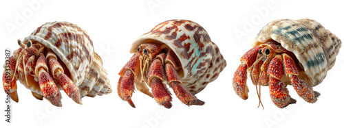 Colorful Hermit Crab in Shell on Transparent Background