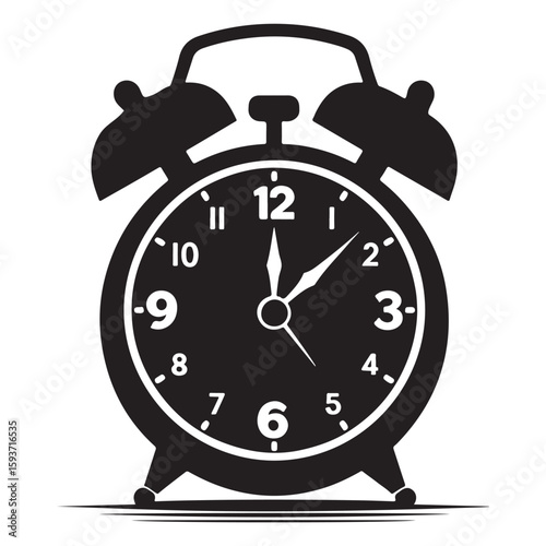 A black silhouette of an Alarm Clock vector