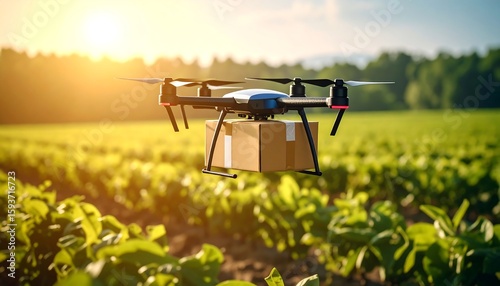 Drone delivery in a field