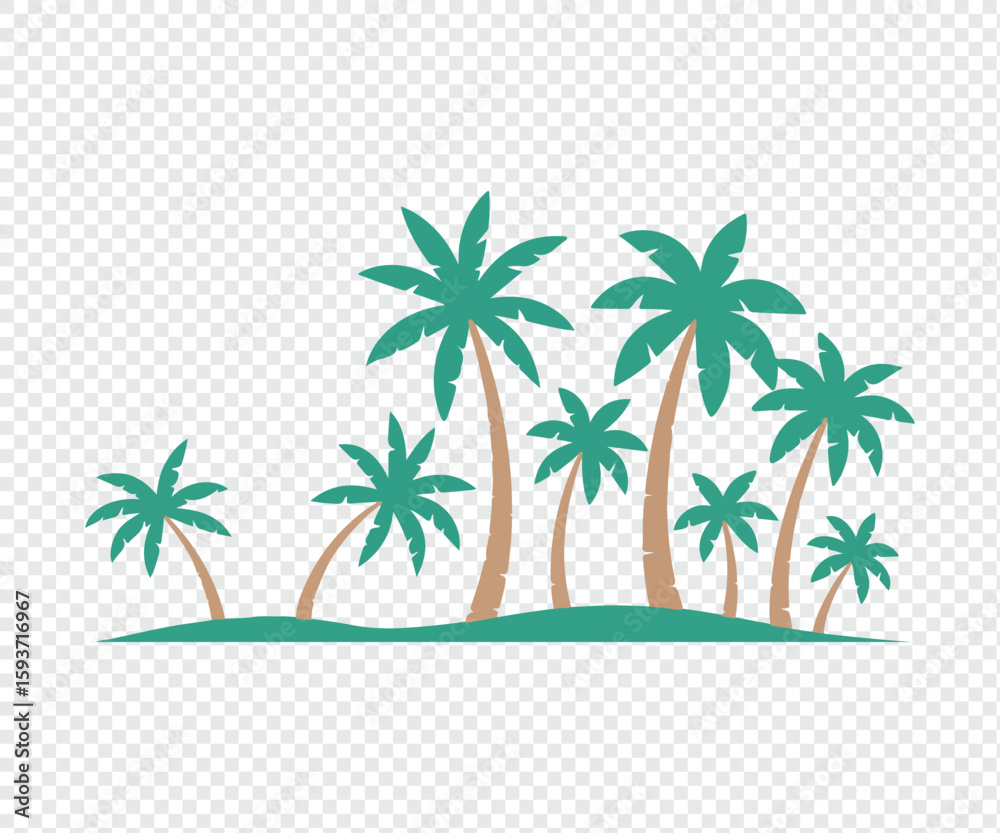 Fototapeta premium Clean and Simple Flat Coconut Tree Icon. Flat Illustration of a Tropical Coconut Tree on a transparent background