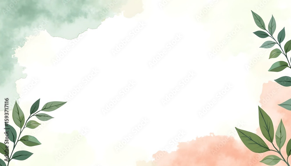 Naklejka premium Abstract Watercolor Leaves and Splash Texture