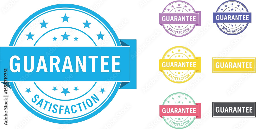Obraz premium Collection of guarantee and satisfaction seals in various colors