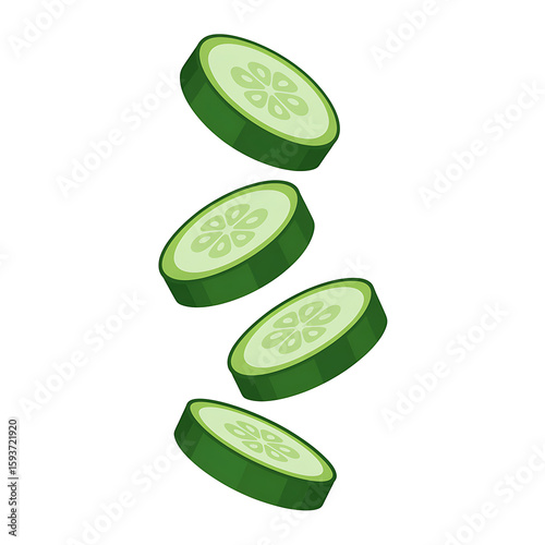 Fresh Cucumber Slices Isolated on Transparent Background – AI Generated PNG Illustration