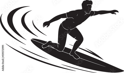 Dynamic Surfer Illustration in Motion

