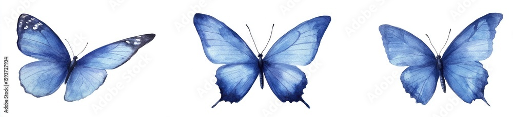 Obraz premium Three light blue butterflies