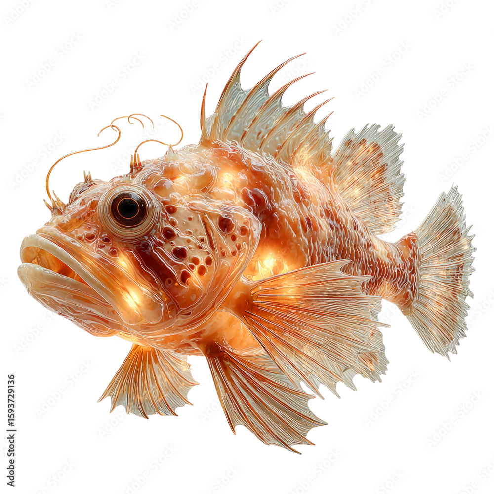 Fototapeta premium Detailed Portrait of a Transparent Fish with Glowing Features