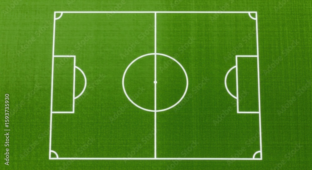 Obraz premium Detailed Aerial View of a Pristine Soccer Field with Clear White Markings and Goals