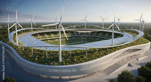 Futuristic Eco-Friendly Stadium Design Harnessing Renewable Energy for Sustainable Sports Entertainment