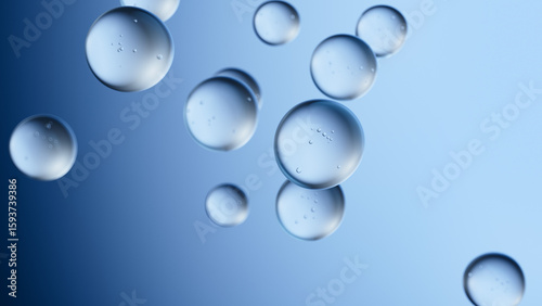 Air or water bubbles on gradient blue backdrop. Clean abstract design for medical