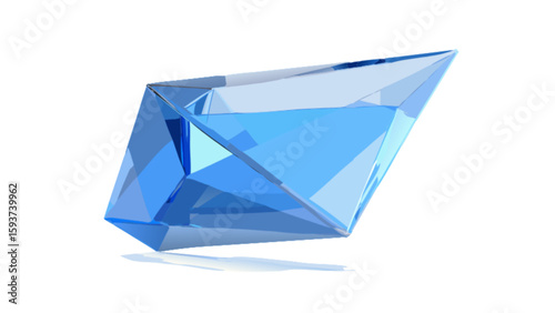 Blue crystal gemstone diamond jewel mineral precious stone shiny glass gem bright light reflection clear 3d render