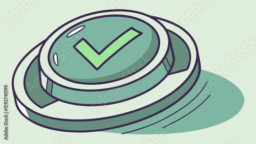 Check mark coin icon vector graphic for success approval and verification illustration design element asset