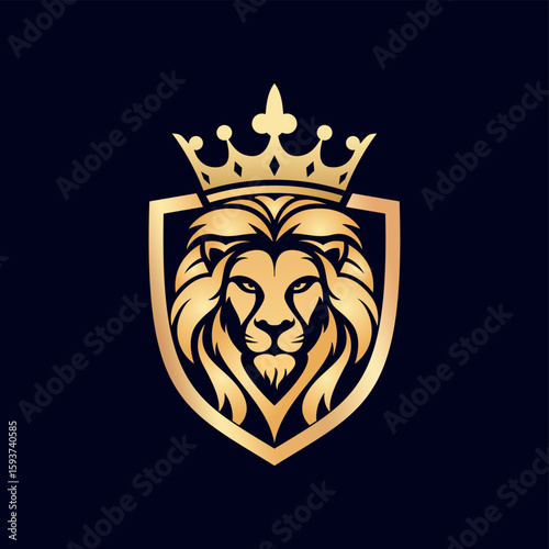 Luxury lion emblem logo. Premium brand identity symbol. Royal emblem company label symbol. Modern vector illustration.