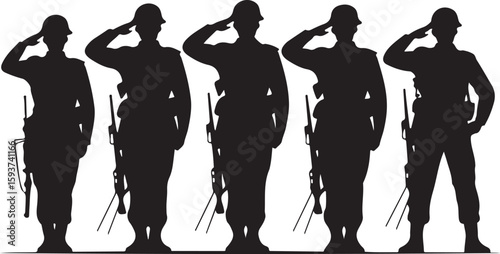 Standing Soldier Saluting Graphic for Memorial Use

