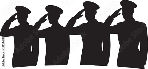 Military Soldier Salute Silhouette Vector

