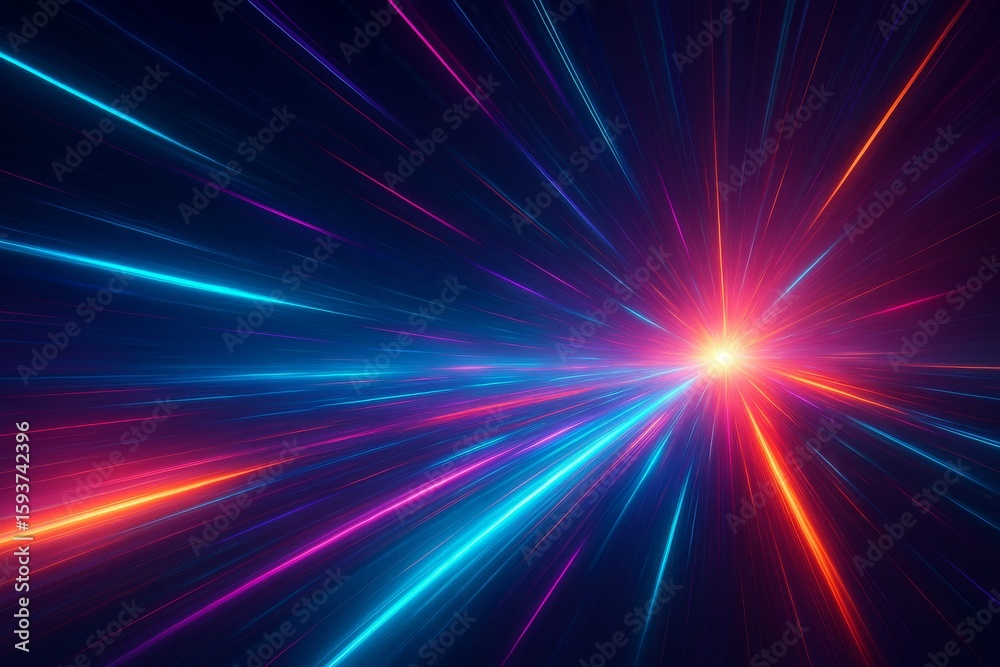 Obraz premium Vibrant Neon Rays in Dark Space for Future Tech Designs