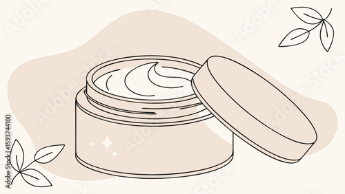 Luxury skincare cream jar with lid mockup for beauty product and cosmetic packaging design template vector