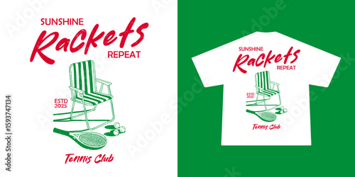 Vintage  illustration of tennis t shirt design, vector graphic, typographic poster or tshirts street wear and Urban style	
