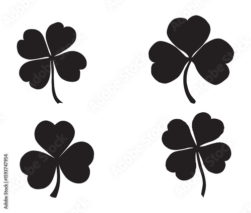 Shamrock and clover leaf vector set.