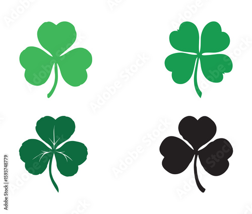 Shamrock and clover leaf vector set.