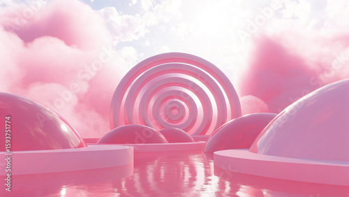 Pink sky with heart clouds, a beautiful symbol of summer love and nature's light