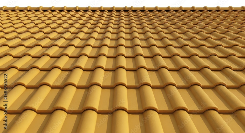 Fototapeta premium Photo of a closeup view of yellow roof tiles forming a repeating pattern